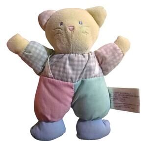 Vintage AD Sutton Kitty Cat Rattle Stuffed Plush Baby Toy Pastel Lovey